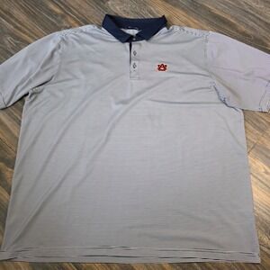 Cutter & Buck Auburn Tigers Polo Shirt 4XT 4XL Navy Stripe Golf NCAA